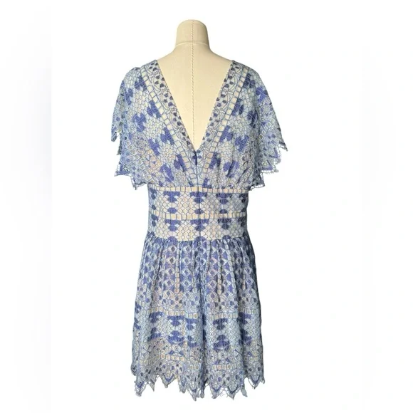 Bcbgmaxazria Women’s Taran Mini Dress Blue Lace Fit And Flare  Size 12 - Picture 5 of 11